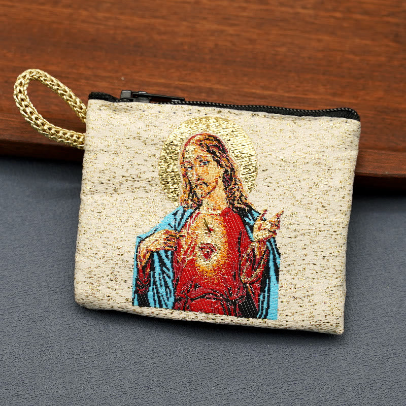 Christianartworkshop Retro Classic Style Holy Saint Icon Cotton Double-sided Pattern Jewelry Pouches - image 5
