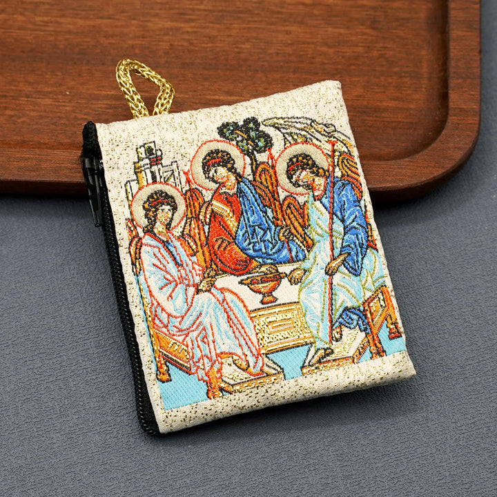 Christianartworkshop Retro Classic Style Holy Saint Icon Cotton Double-sided Pattern Jewelry Pouches - image 7