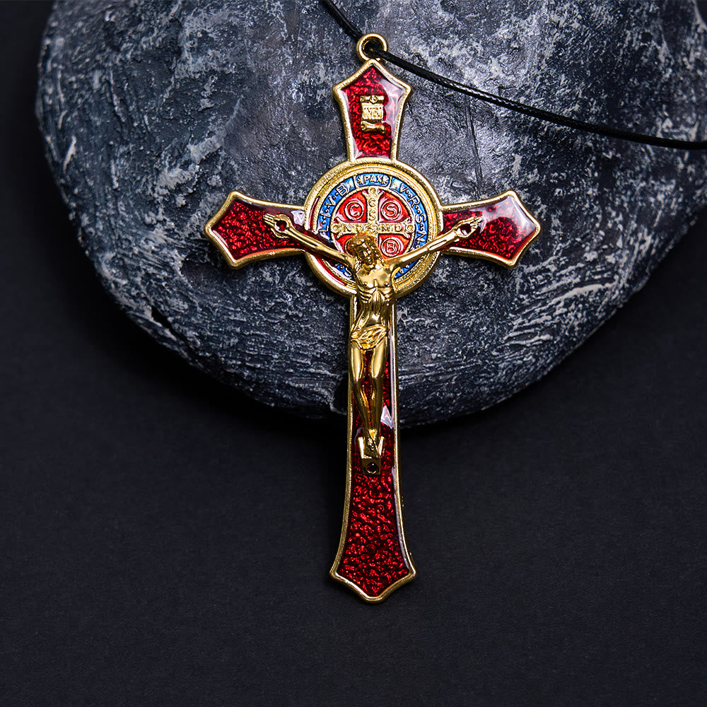 Christianartworkshop Classic Style Red/Blue Crafted Crucifix Big Size Pendant Necklace(5 color) - image 2