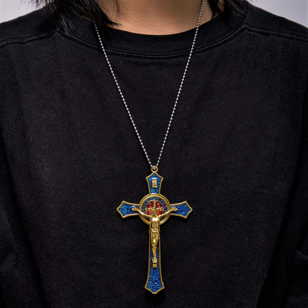 Christianartworkshop Classic Style Red/Blue Crafted Crucifix Big Size Pendant Necklace(5 color) - image 1