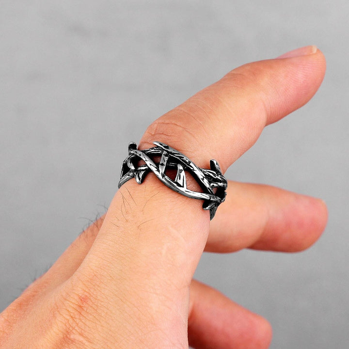 Christianartworkshop Crafted Retro Style Jesus Crown of Thorns Titanium Steel Ring - image 3