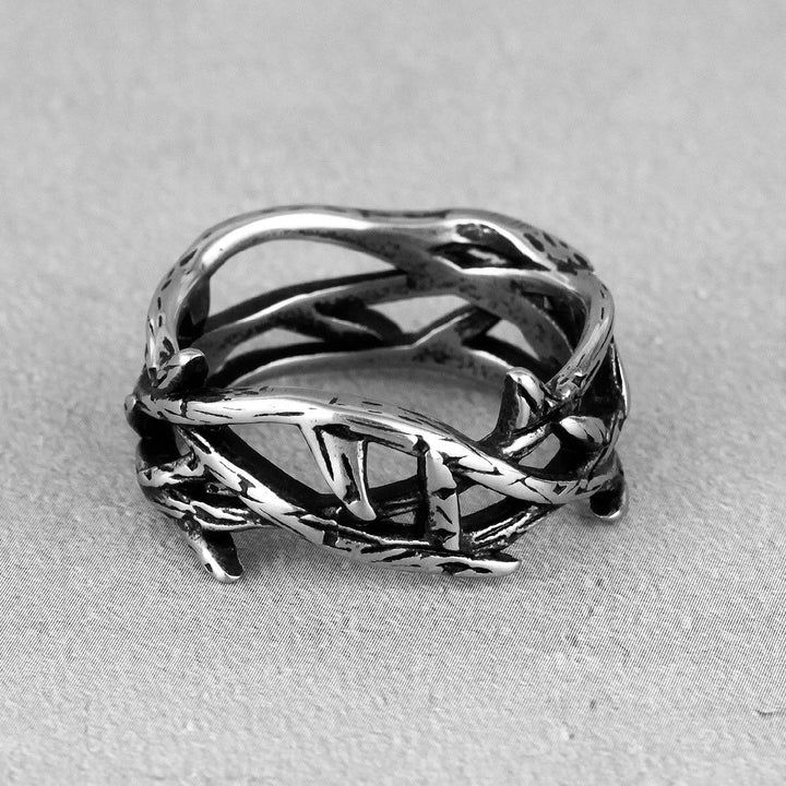 Christianartworkshop Crafted Retro Style Jesus Crown of Thorns Titanium Steel Ring - image 3