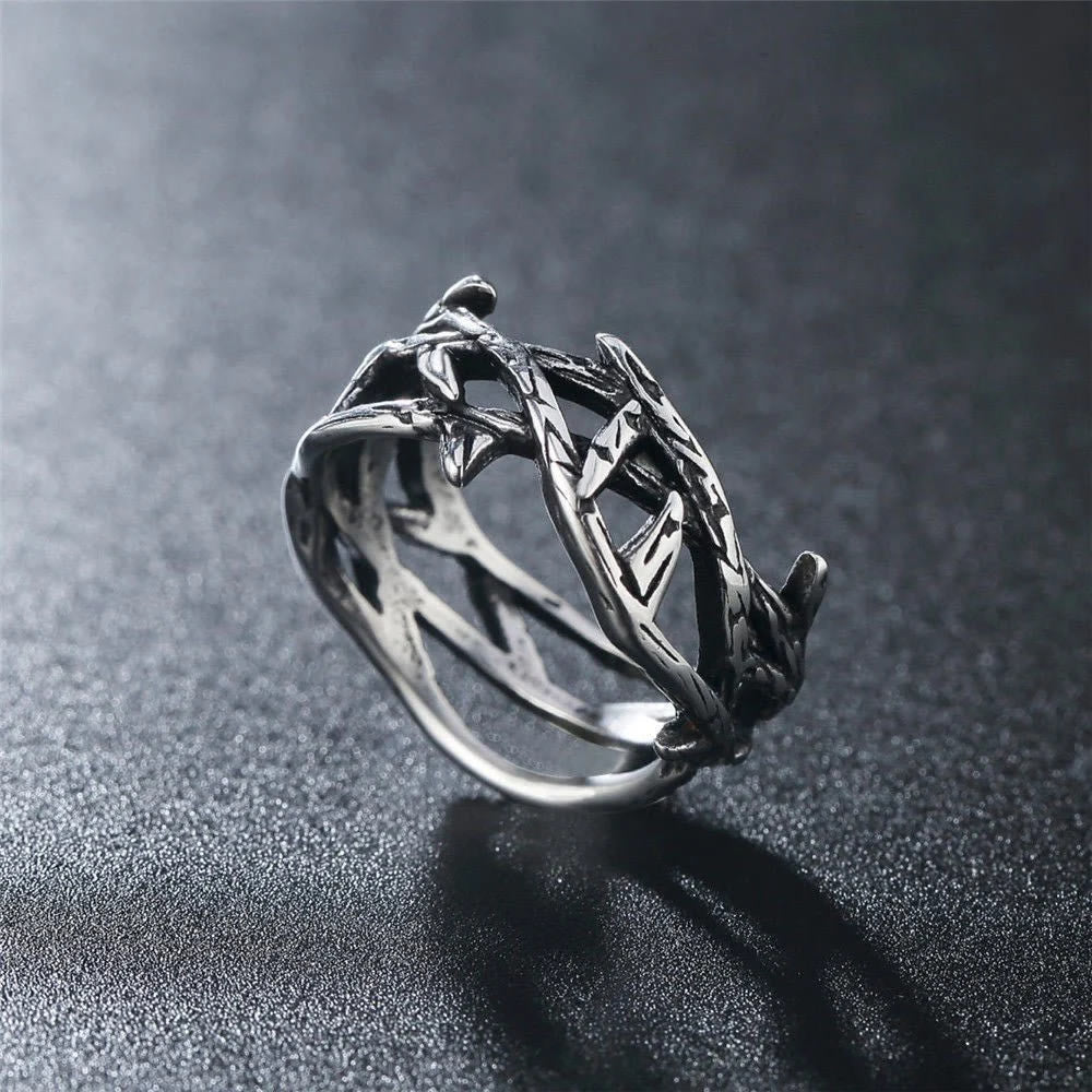 Christianartworkshop Crafted Retro Style Jesus Crown of Thorns Titanium Steel Ring - image 2