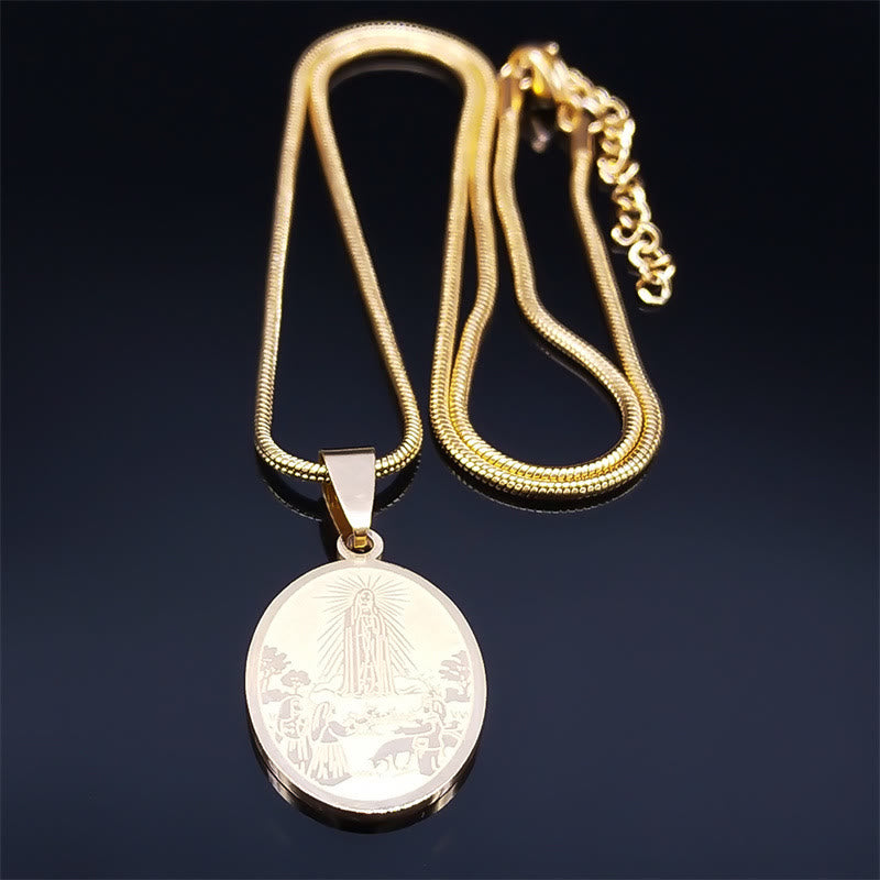 Christianartworkshop Classic Style Our Lady of Fatima Pendant Crafted Blessing Necklace - image 4