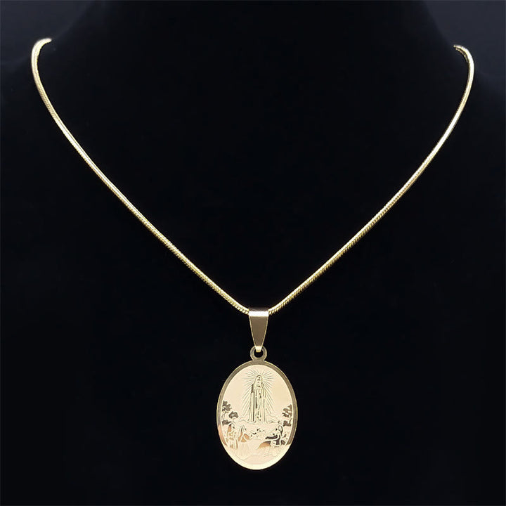 Christianartworkshop Classic Style Our Lady of Fatima Pendant Crafted Blessing Necklace - image 3