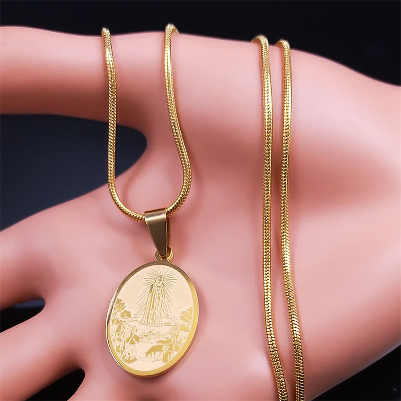 Christianartworkshop Classic Style Our Lady of Fatima Pendant Crafted Blessing Necklace - image 6