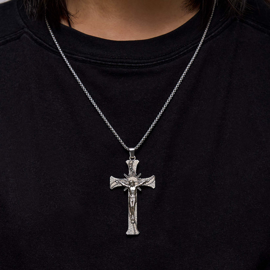 Christianartworkshop Classic Retro Style Jesus Cross Crucifix Alloy Pendant Necklace - image 5