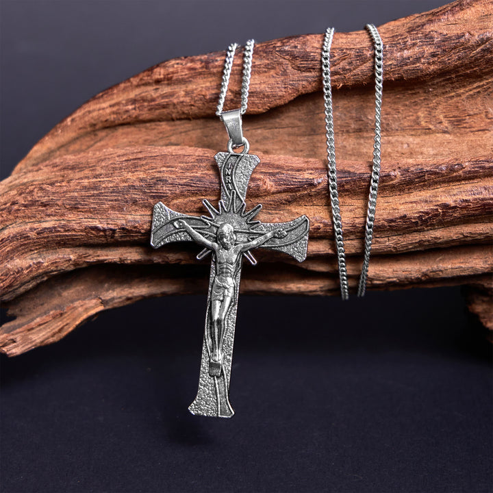 Christianartworkshop Classic Retro Style Jesus Cross Crucifix Alloy Pendant Necklace - image 4