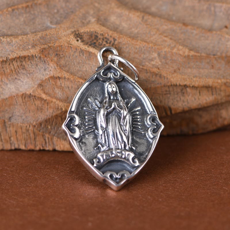 Christianartworkshop Retro Style Crafted Our Lady of Guadalupe Sterling Silver Pendant Necklace - image 3
