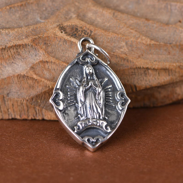 Christianartworkshop Retro Style Crafted Our Lady of Guadalupe Sterling Silver Pendant Necklace - image 2