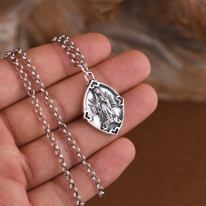 Christianartworkshop Retro Style Crafted Our Lady of Guadalupe Sterling Silver Pendant Necklace - image 7