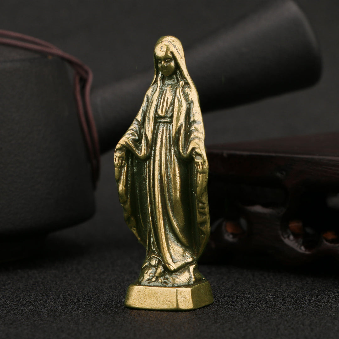 Christianartworkshop Retro Style Brass Stereoscopic Bronze Our Lady of Grace Desktop Decorations Ornament - image 2