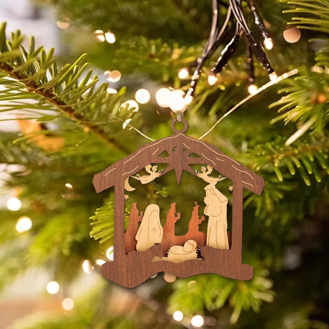 Christianartworkshop Classic Minimalist Style Nativity Scene Pendant Christmas Nativity Hanging Ornaments - image 5