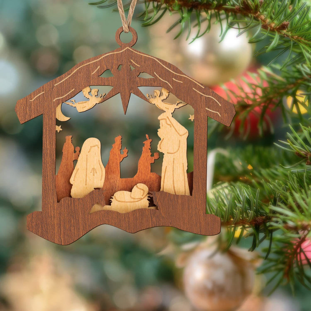 Christianartworkshop Classic Minimalist Style Nativity Scene Pendant Christmas Nativity Hanging Ornaments - Nativity Scene - image 1