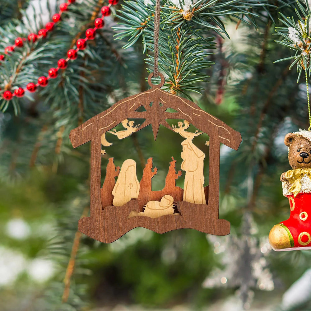 Christianartworkshop Classic Minimalist Style Nativity Scene Pendant Christmas Nativity Hanging Ornaments - image 2