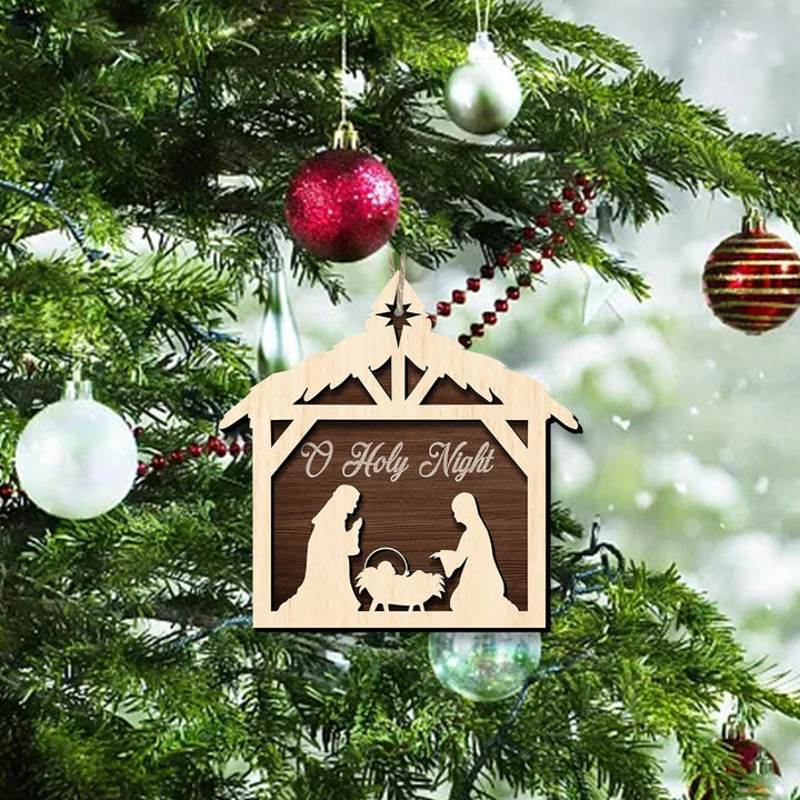 Christianartworkshop Rustic Minimalist Style Nativity Scene Pendant Christmas Nativity Hanging Ornaments - image 5
