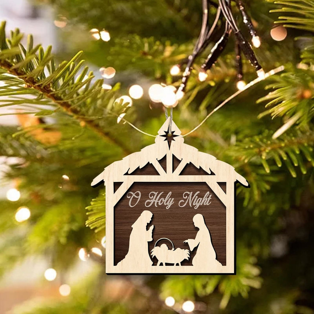 Christianartworkshop Rustic Minimalist Style Nativity Scene Pendant Christmas Nativity Hanging Ornaments - image 3