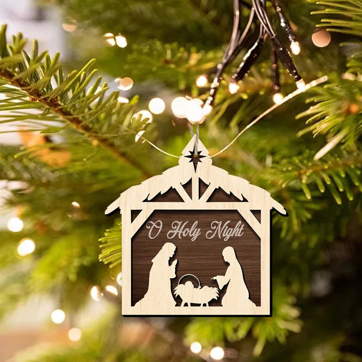 Christianartworkshop Rustic Minimalist Style Nativity Scene Pendant Christmas Nativity Hanging Ornaments - image 3