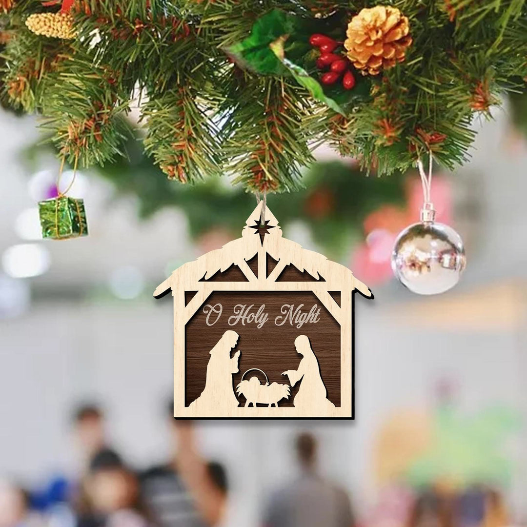Christianartworkshop Rustic Minimalist Style Nativity Scene Pendant Christmas Nativity Hanging Ornaments - image 6