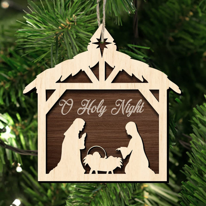 Christianartworkshop Rustic Minimalist Style Nativity Scene Pendant Christmas Nativity Hanging Ornaments - Nativity Scene - image 1