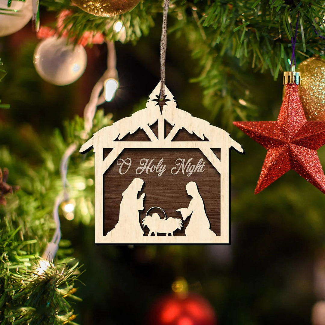 Christianartworkshop Rustic Minimalist Style Nativity Scene Pendant Christmas Nativity Hanging Ornaments - image 1