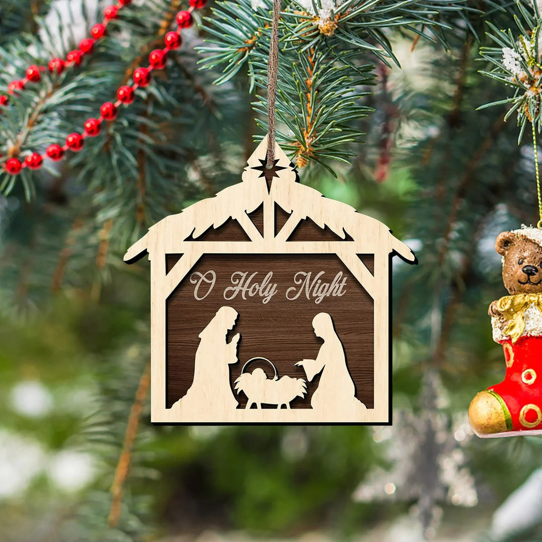 Christianartworkshop Rustic Minimalist Style Nativity Scene Pendant Christmas Nativity Hanging Ornaments - image 3