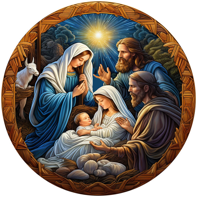 Christianartworkshop Classic Colored Style Jesus Nativity Scene Acrylic Pendant Christmas Nativity Hanging Ornaments - Nativity Scene - image 1