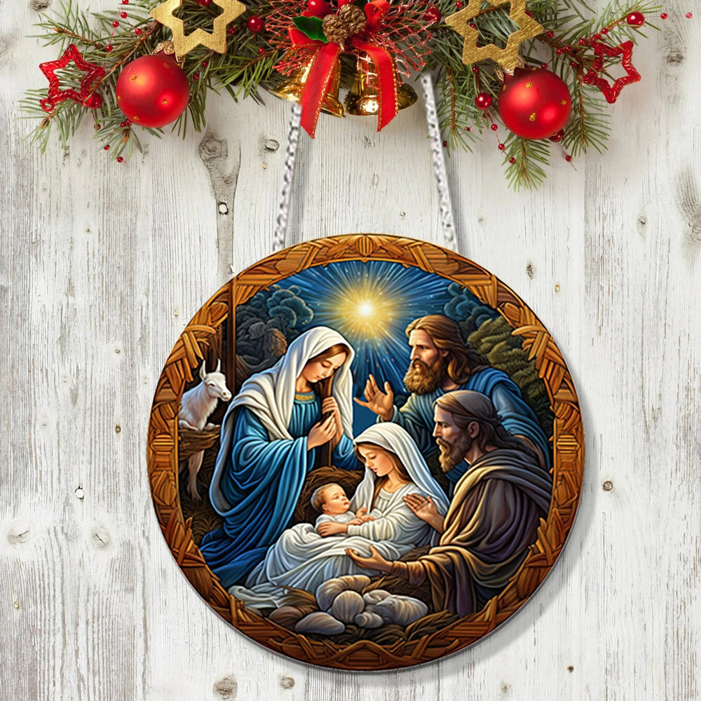 Christianartworkshop Classic Colored Style Jesus Nativity Scene Acrylic Pendant Christmas Nativity Hanging Ornaments - image 2
