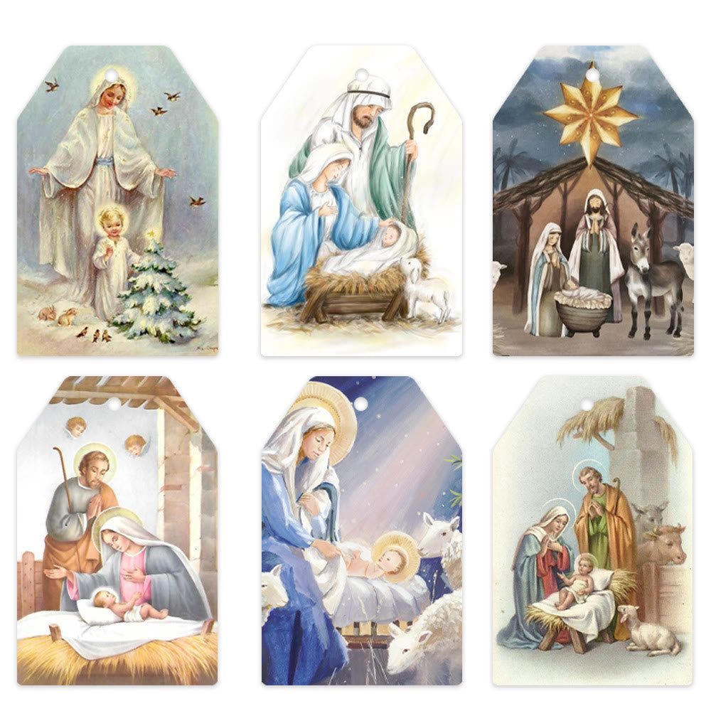 Christianartworkshop Soft & Traditional Style Christmas Nativity Hanging Decoration Props Gift Tags(60pcs) - Soft Illustration Style - image 1