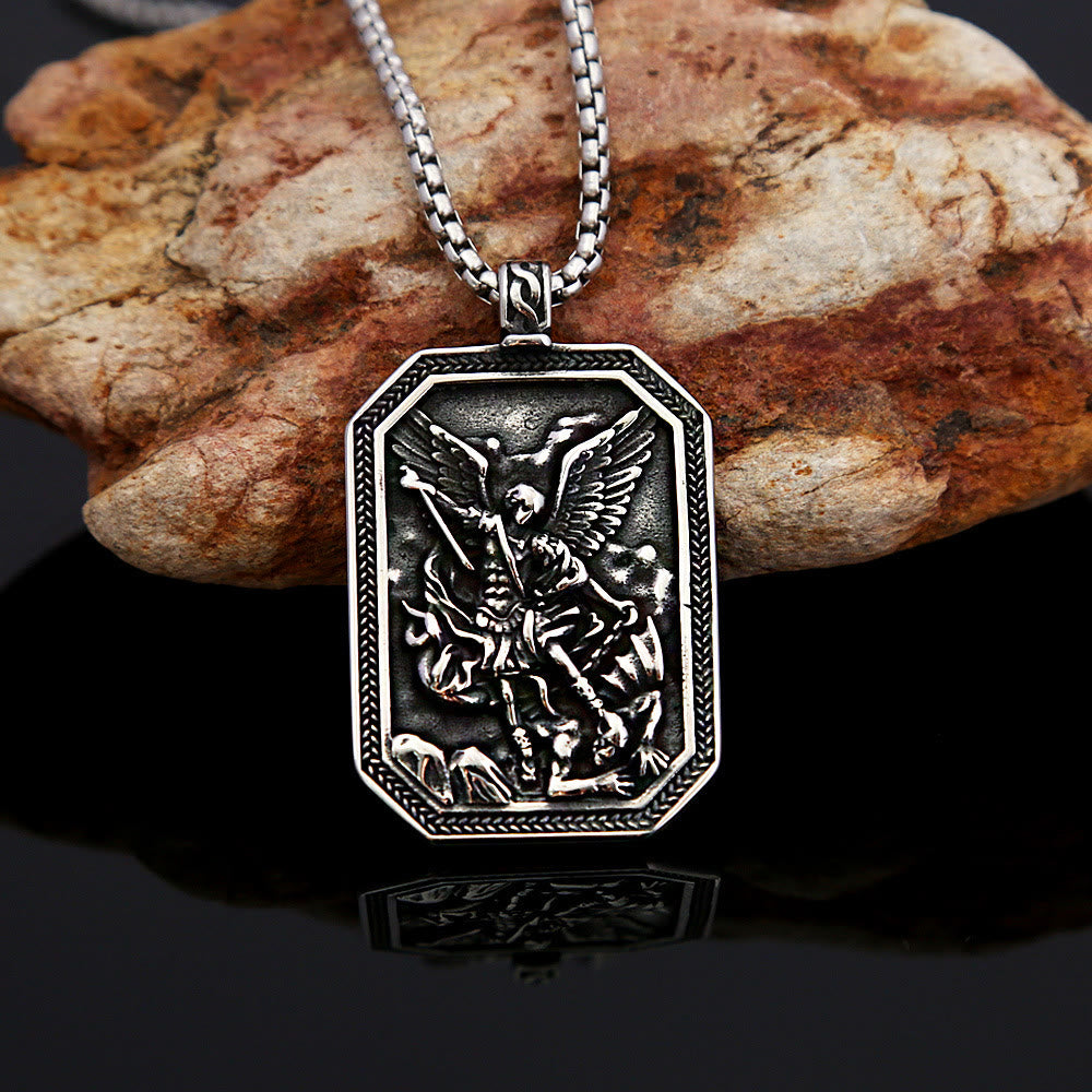 Christianartworkshop Classic Style St. Michael the Archangel Protection Stainless Steel Pendant Necklace - image 2