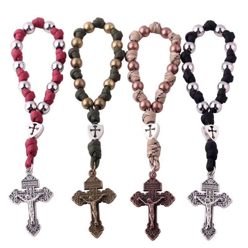 Christianartworkshop 4 Colors Paracord Handcrafted Pocket Rosary/Car Protection Hanging Pendant - image 2