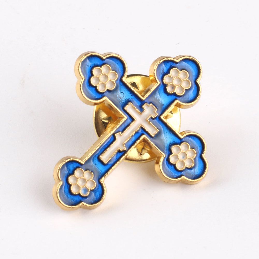 Christianartworkshop 4pcs/set Retro Style Croix de Pomander Cross Badge Anti-exposure Pin Religion Brooch - image 2