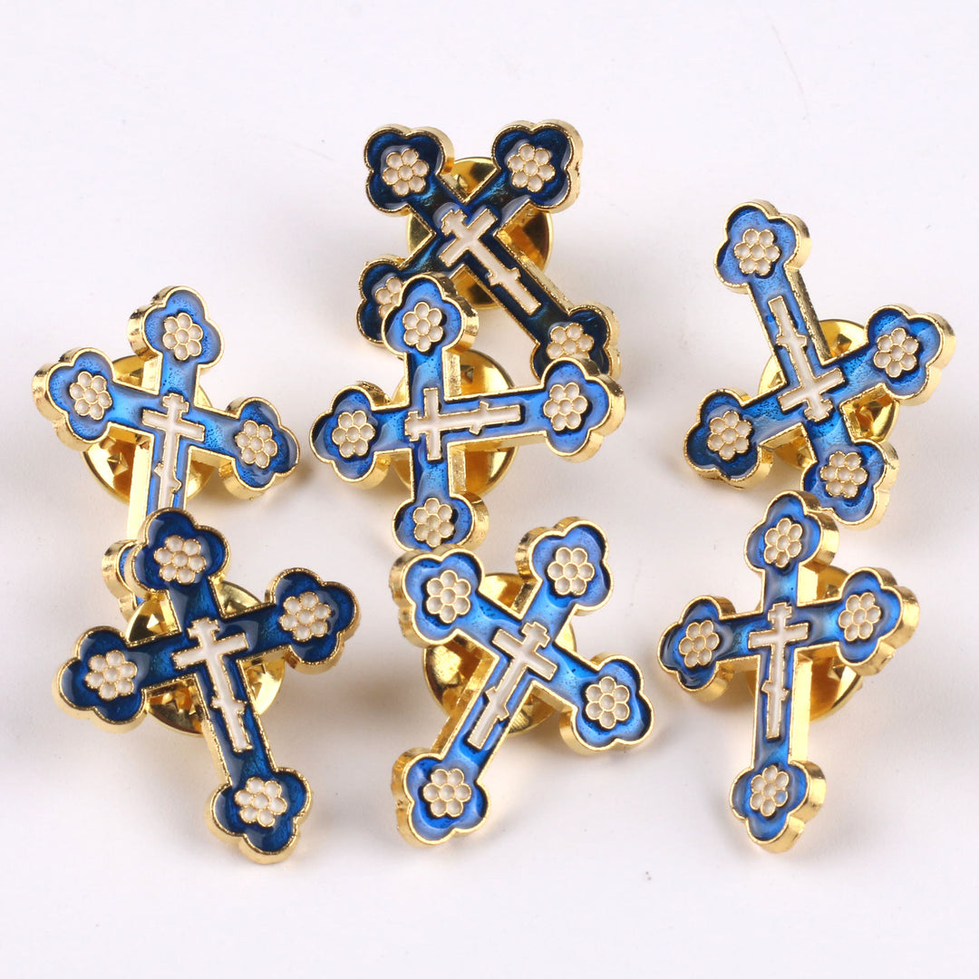 Christianartworkshop 4pcs/set Retro Style Croix de Pomander Cross Badge Anti-exposure Pin Religion Brooch - image 4