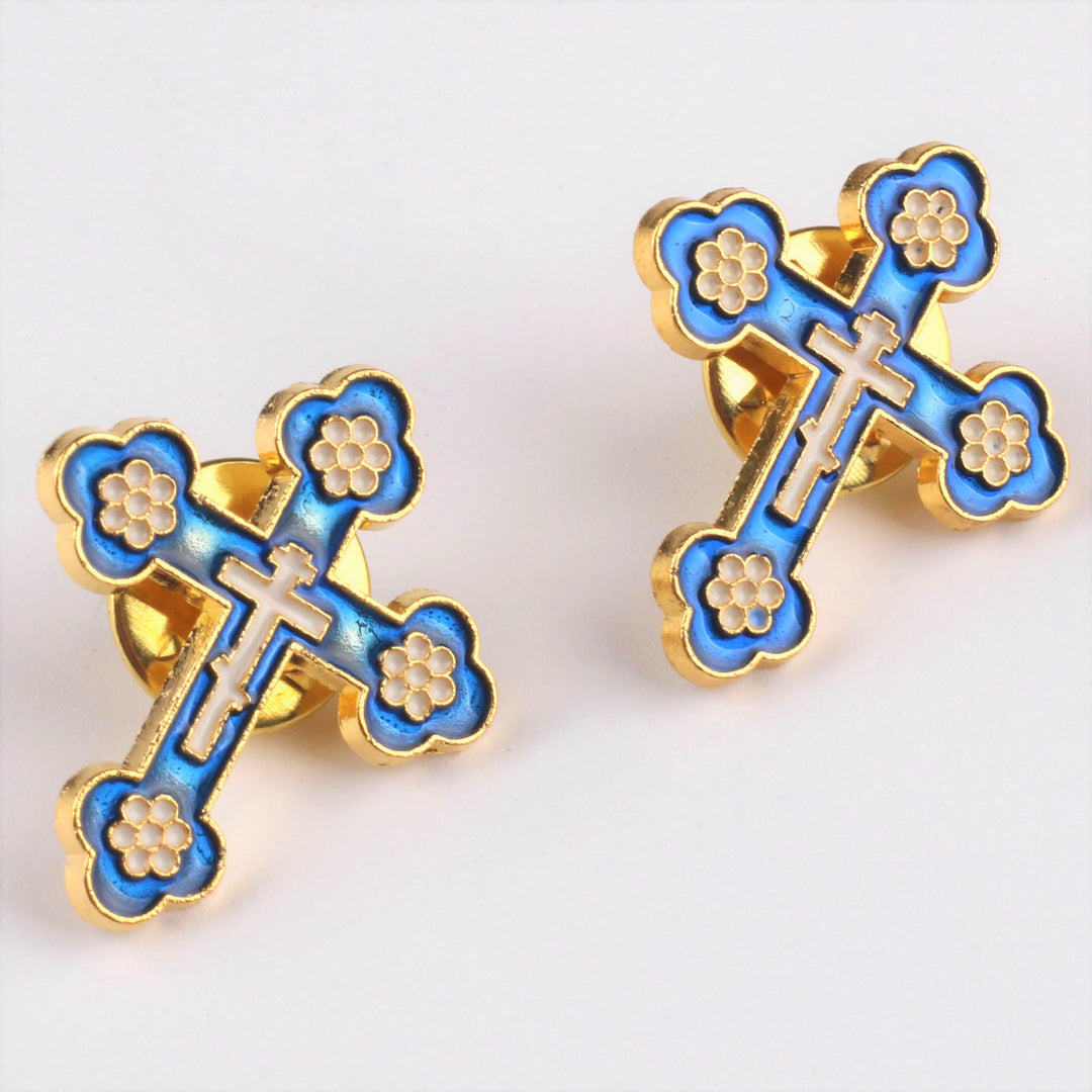 Christianartworkshop 4pcs/set Retro Style Croix de Pomander Cross Badge Anti-exposure Pin Religion Brooch - 4pcs/set - image 1