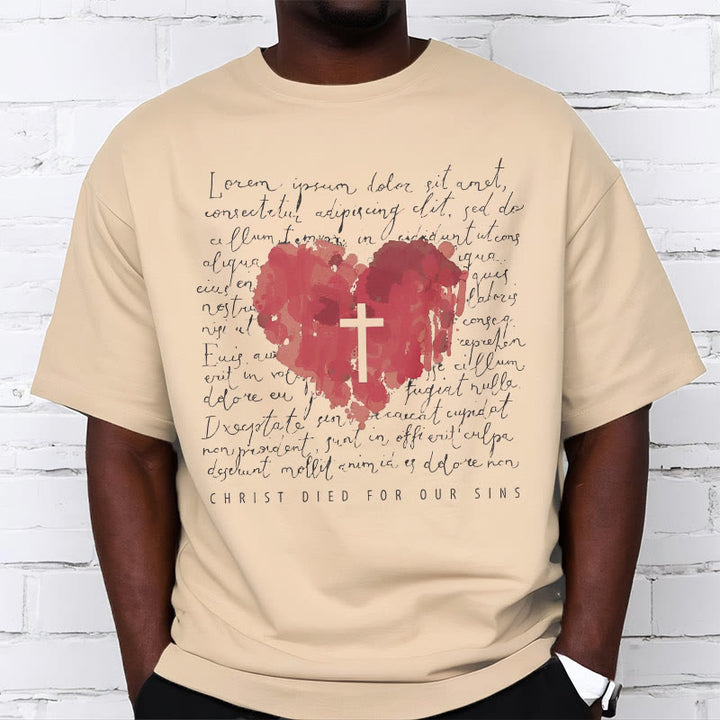 Christianartworkshop Fresh Style Cross and Heart Short Sleeve T-shirt - image 8