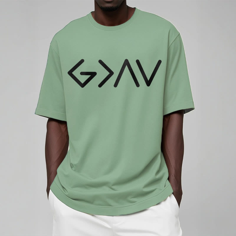 Christianartworkshop Minimalist Style Faith-Inspired God Is Greater Short Sleeve T-shirt - image 12