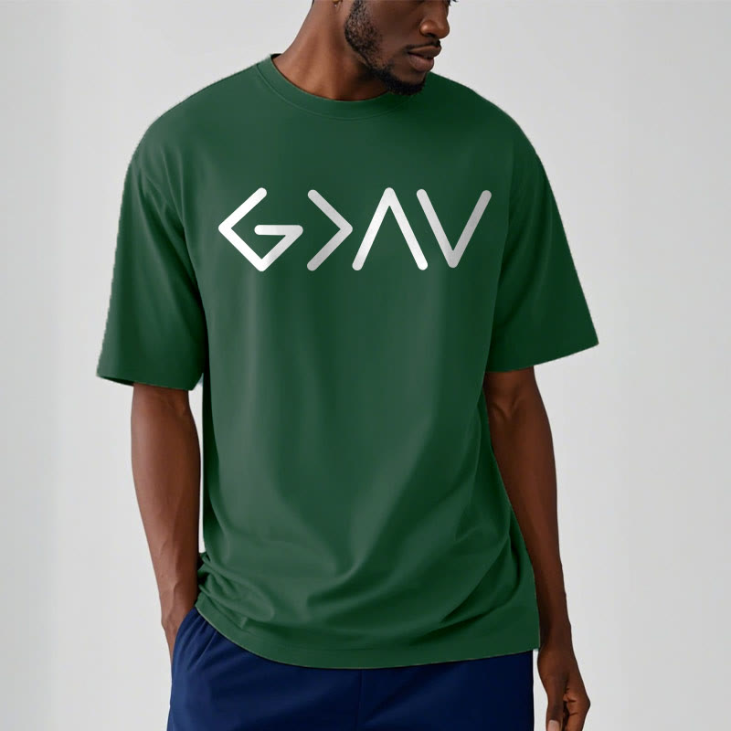 Christianartworkshop Minimalist Style Faith-Inspired God Is Greater Short Sleeve T-shirt - image 10