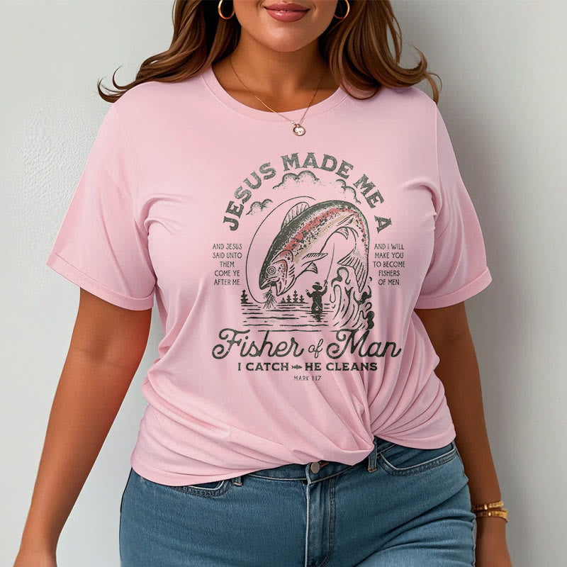 Christianartworkshop Quotaion Style Jesus Made Me A Fisher Of Man Short Sleeve T-shirt - image 12