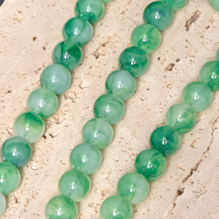 Christianartworkshop Immaculate Heart of Mary & Crucifix of 10 mm Round Green Acrylic Nylon Cord Rosary - image 6