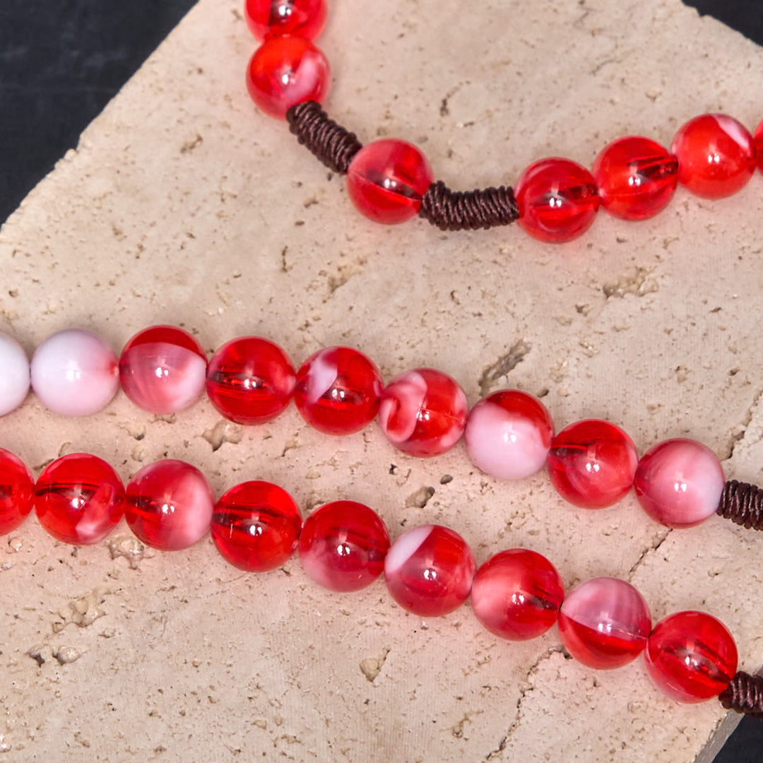 Christianartworkshop Immaculate Heart of Mary & Crucifix of 10 mm Round Red Acrylic Nylon Cord Rosary - image 5