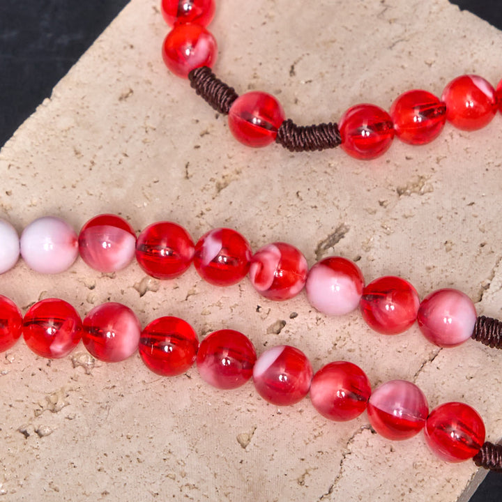 Christianartworkshop Immaculate Heart of Mary & Crucifix of 10 mm Round Red Acrylic Nylon Cord Rosary - image 5