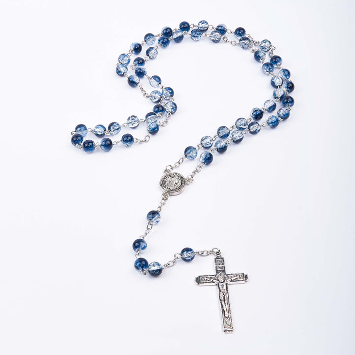 Christianartworkshop Classic Style St. Benedict Medal & Crucifix Blue Acrylic Rosary/Bracelet - image 7