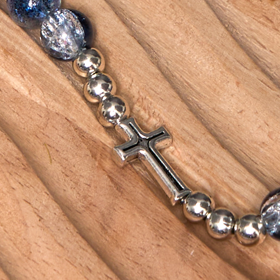Christianartworkshop Classic Style St. Benedict Medal & Crucifix Blue Acrylic Rosary/Bracelet - image 10