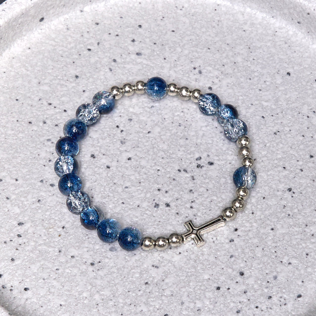Christianartworkshop Classic Style St. Benedict Medal & Crucifix Blue Acrylic Rosary/Bracelet - Bracelet - image 5