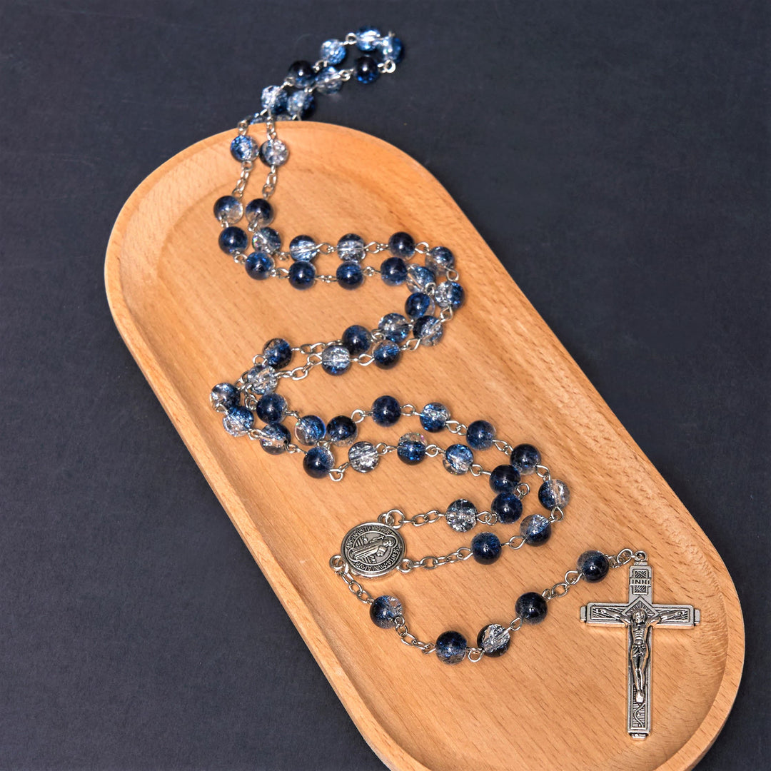 Christianartworkshop Classic Style St. Benedict Medal & Crucifix Blue Acrylic Rosary/Bracelet - Rosary - image 1