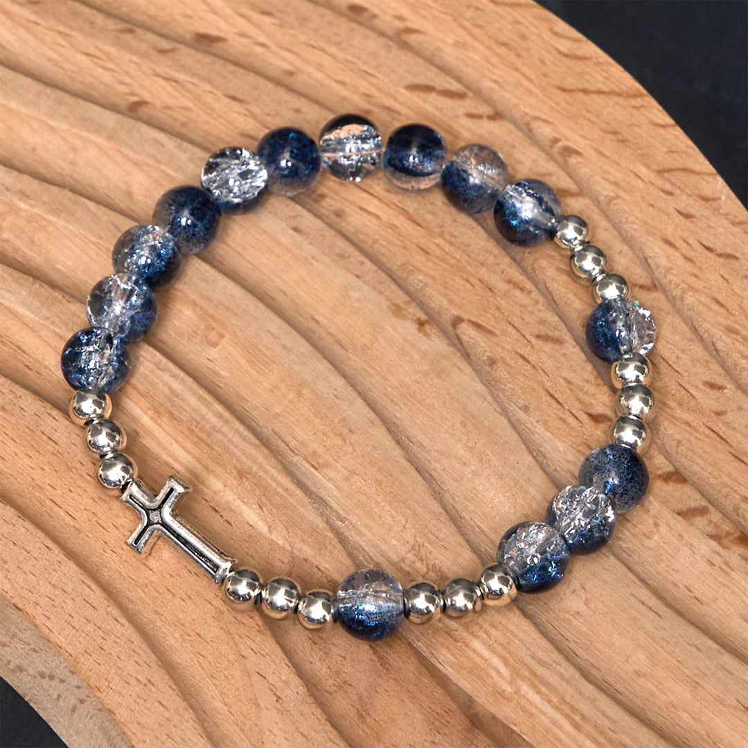 Christianartworkshop Classic Style St. Benedict Medal & Crucifix Blue Acrylic Rosary/Bracelet - image 8