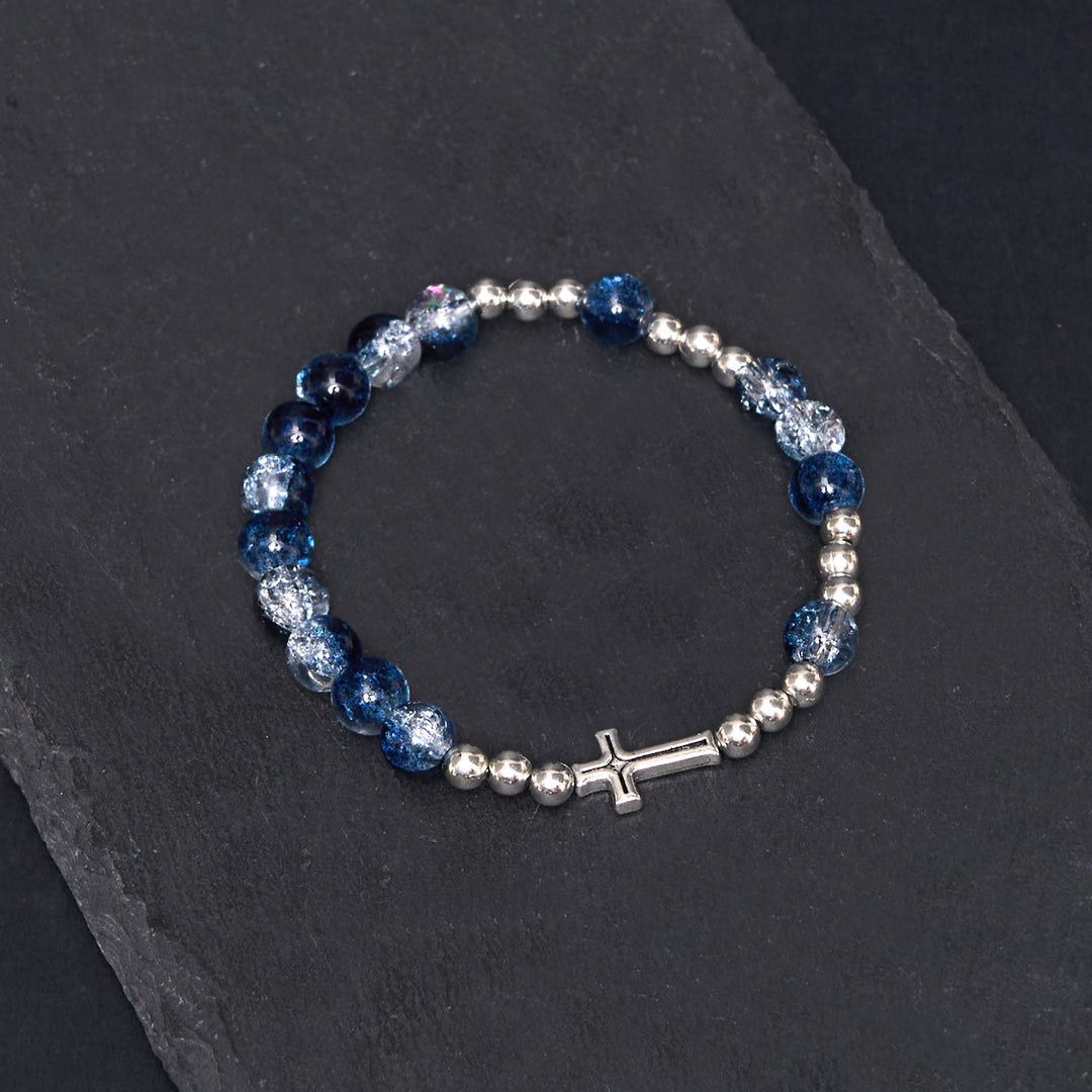 Christianartworkshop Classic Style St. Benedict Medal & Crucifix Blue Acrylic Rosary/Bracelet - image 6