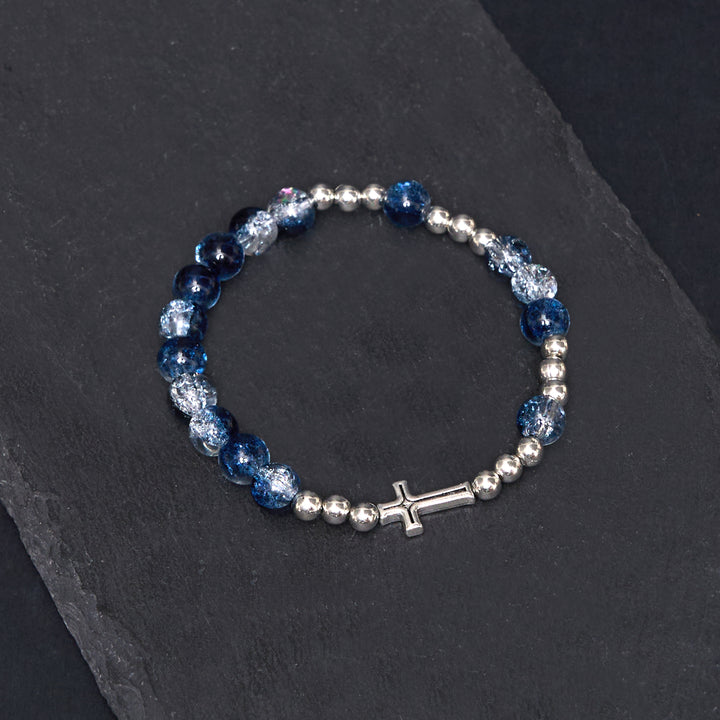 Christianartworkshop Classic Style St. Benedict Medal & Crucifix Blue Acrylic Rosary/Bracelet - image 6