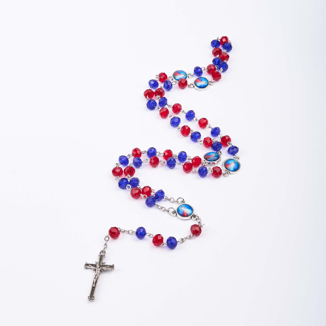 Christianartworkshop Sacred Heart of Jesus & Crucifix of 6*8 mm Polyhedron Multicolor Crystal Alloy Chain Rosary - image 7