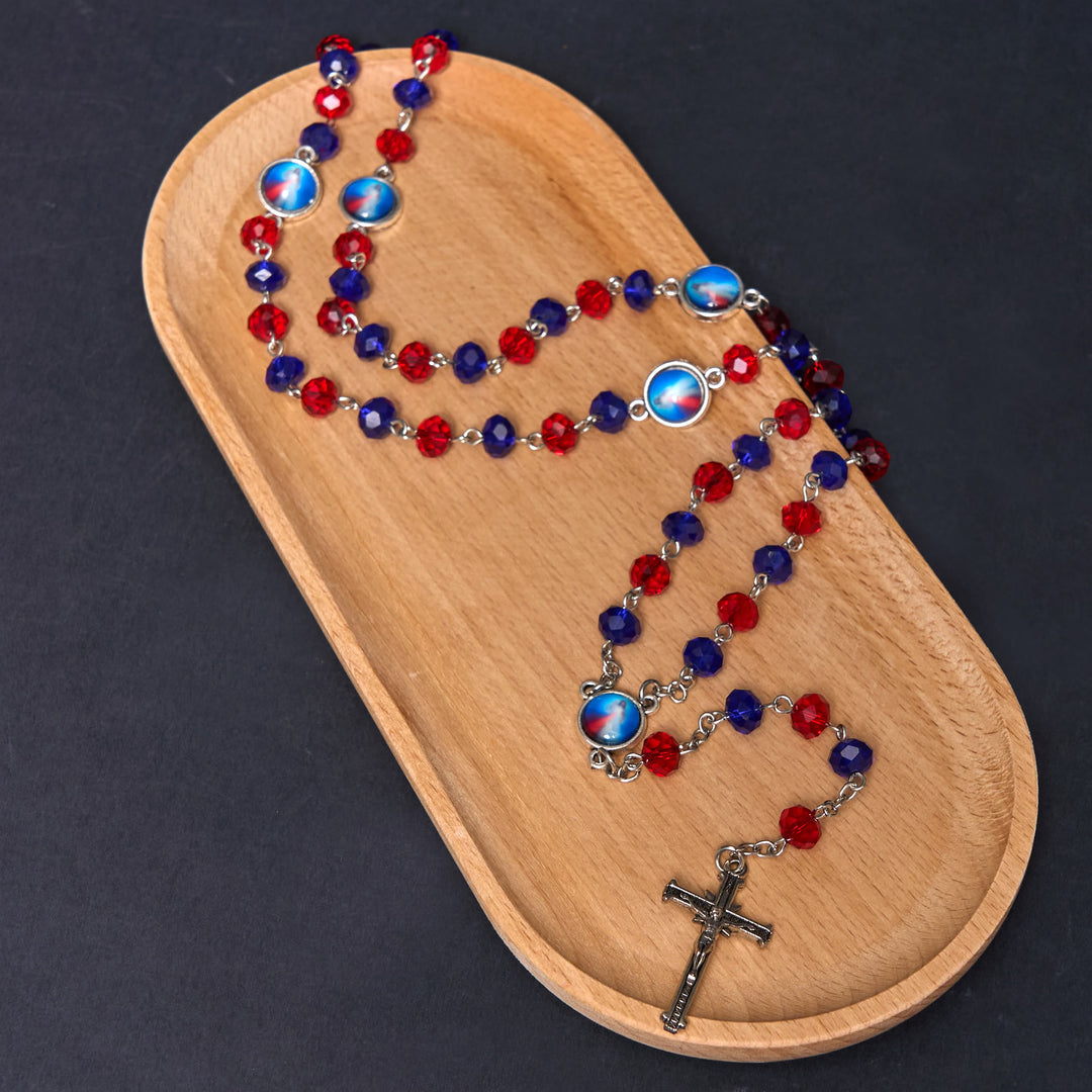 Christianartworkshop Sacred Heart of Jesus & Crucifix of 6*8 mm Polyhedron Multicolor Crystal Alloy Chain Rosary - image 3